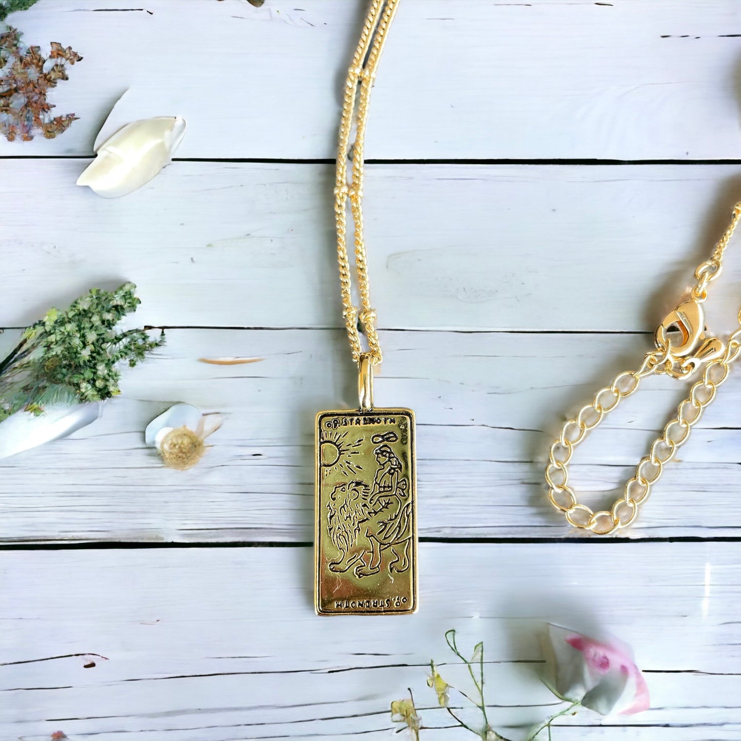 Ethereal Enchantment ~ 14kt gold filled necklace ~ Strength Tarot Card